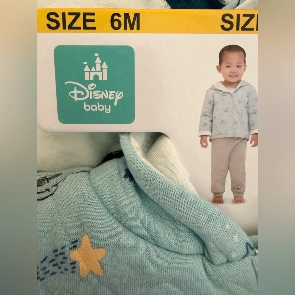 Disney Baby Snap Close Top, Sweatpants, Zippered Hoodie 3 Piece Set NWT